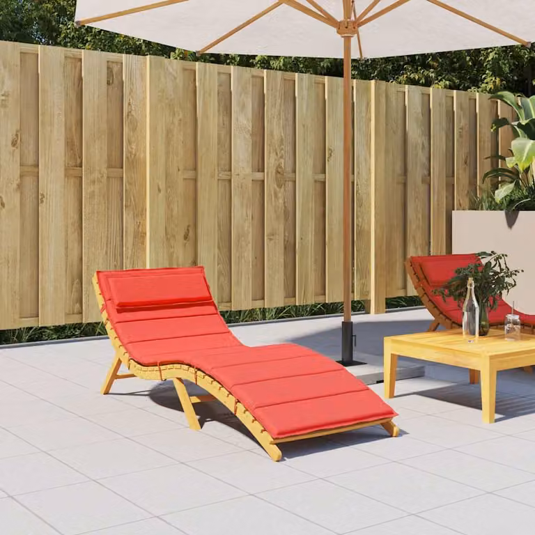 vidaXL Cuscino per Lettino Rosso in Tessuto Oxford e Schiuma, Impermeabile e Traspirante, L 180 x P 60 x H 4 cm