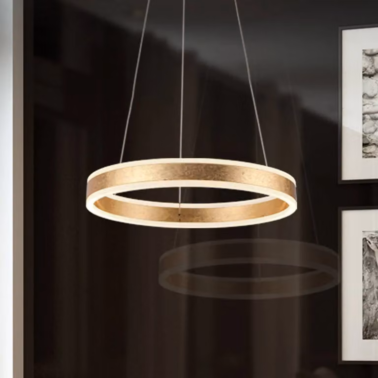 Schuller Valencia Lampada LED a sospensione Helia, color oro, Ø 50 cm, metallo Helia, Ottone / Oro, Soggiorno / Sala da pranzo, Alluminio