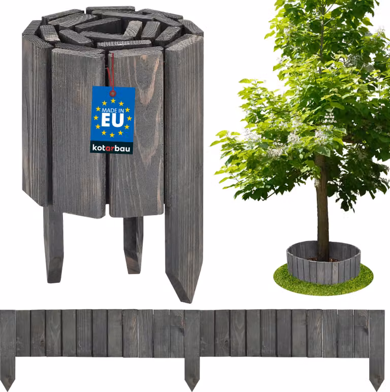 KOTARBAU® Staccionata in Legno per Giardino 110x10cm Recinzione Giardino Esterno in Legno Antracite Steccato per Giardino
