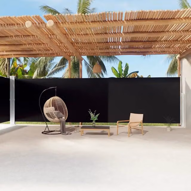 Tenda da Sole Laterale Retrattile Nera 220x1200 cm 318084