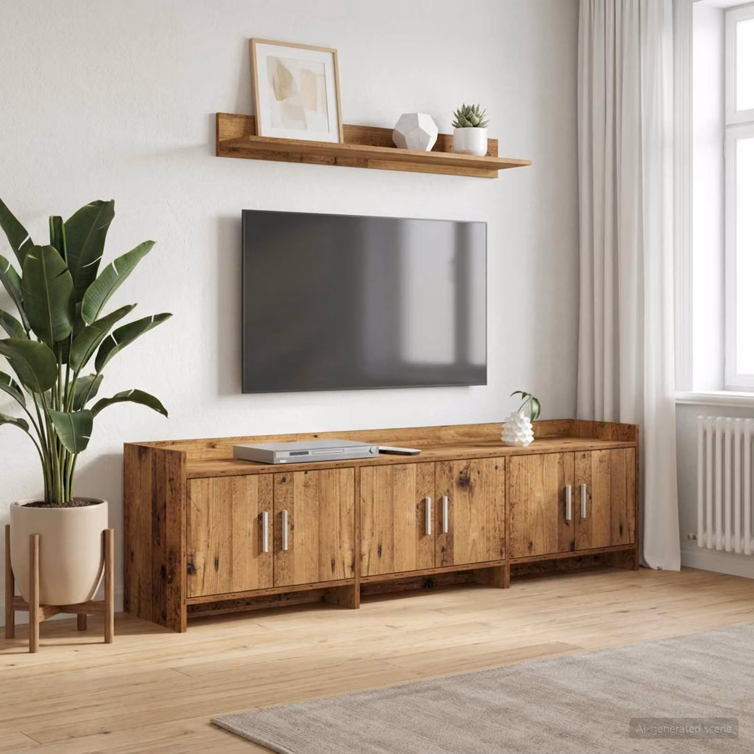 Mobile TV vidaXL in legno e metallo marrone, stile moderno, L 168 x P 33 x H 47 cm