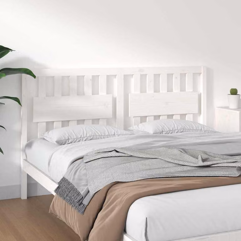 Testiera per Letto vidaXL in Legno Massello di Pino, Bianca, L: 165,5 cm, P: 4 cm, H: 100 cm