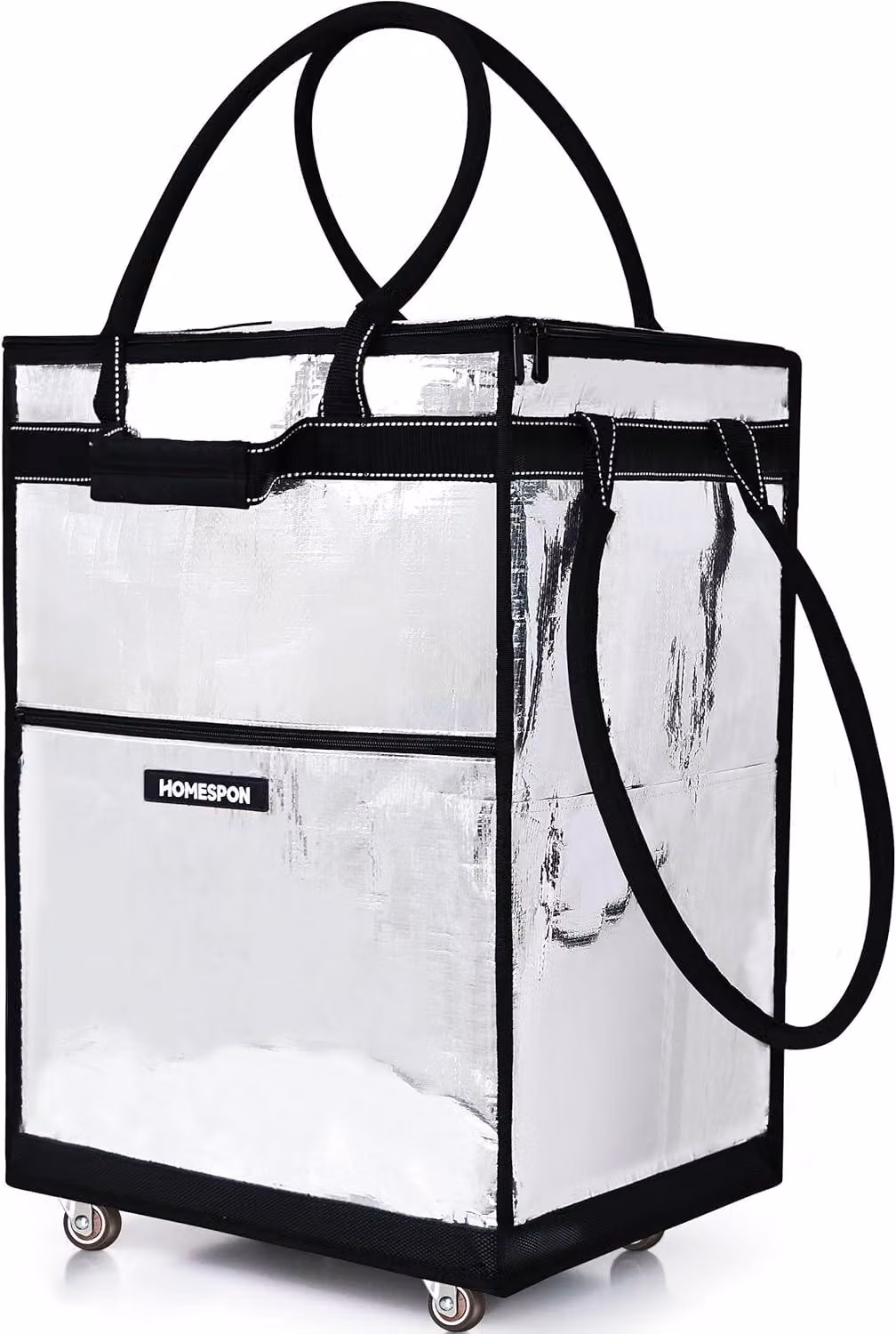 Carrello pieghevole per la spesa, con ampia borsa impermeabile e 5 maniglie, ideale per fare la spesa