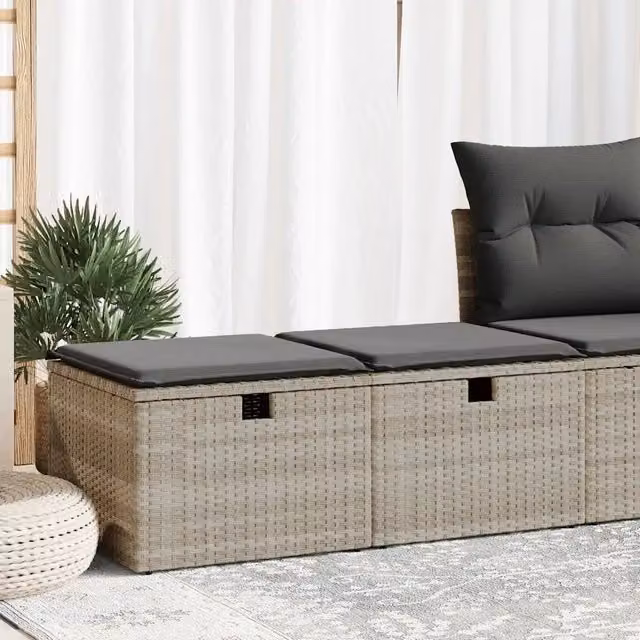 Set di divani da giardino vidaXL in rattan e legno di acacia con cuscini grigi per esterno e terrazza – 1