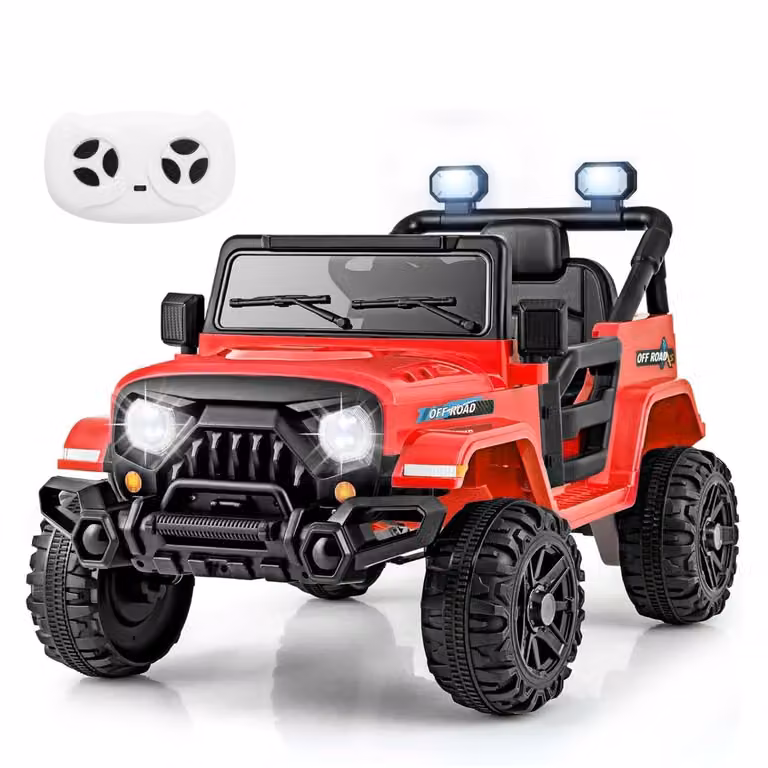 Costway Camion elettrico per bambini con telecomando e batteria ricaricabile, 12V, Rosso