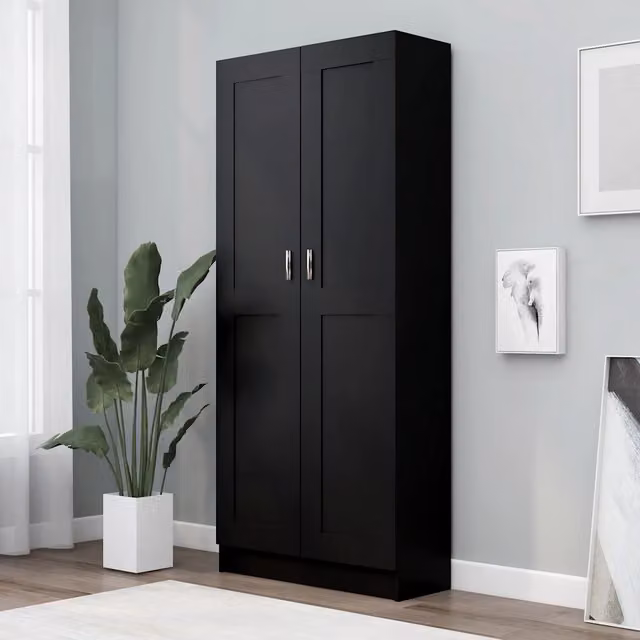 Libreria Nera 82,5x30,5x185,5 cm in Legno Multistrato 802733