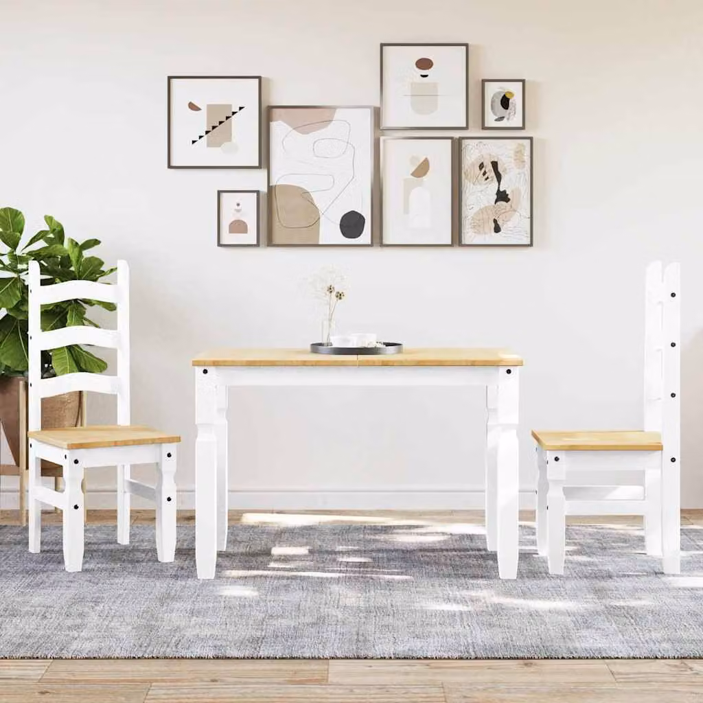 Set da pranzo vidaXL Panama composto da tavolo rettangolare e 3 sedie in legno di pino bianco cerato