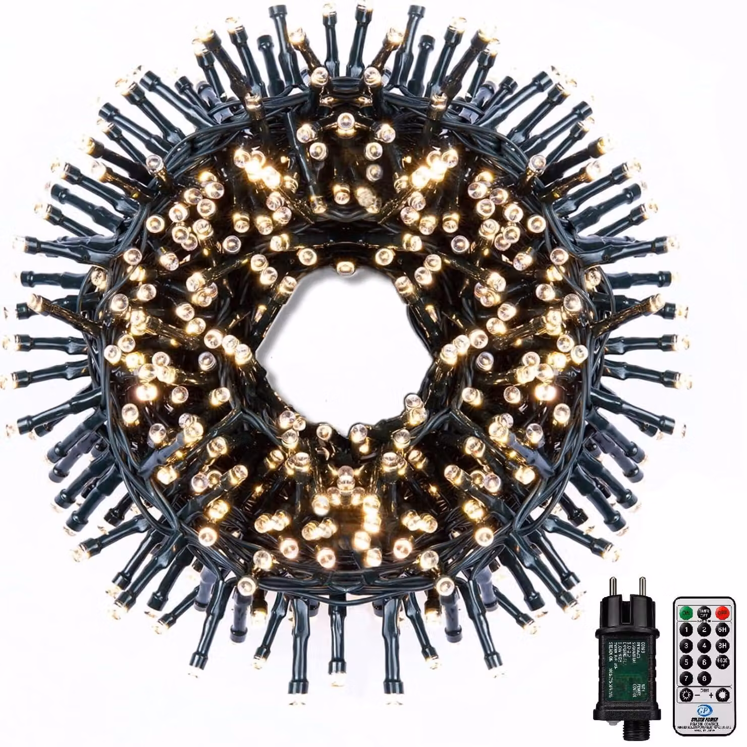 Catena luminosa a LED, luce bianco caldo, 1000 LED, 20 metri, grado di protezione IP44, dimmerabile