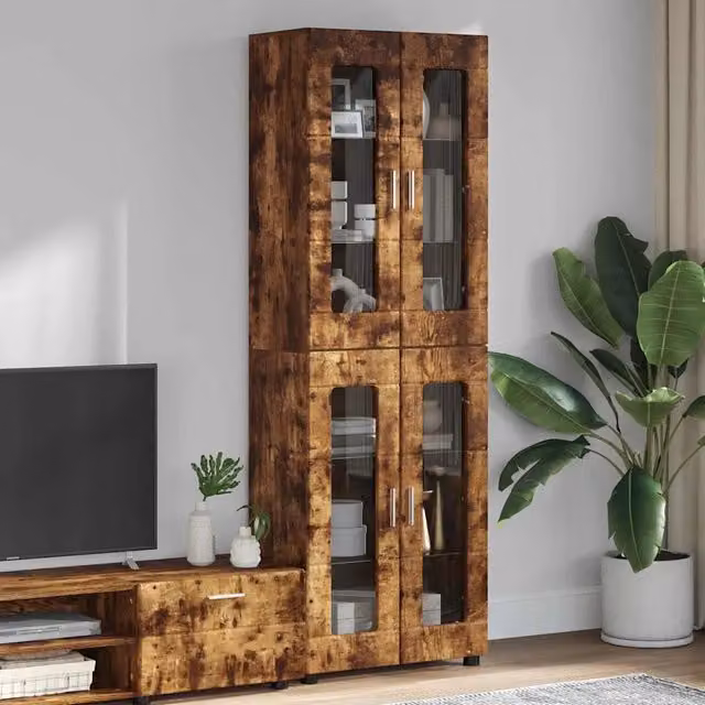 Credenza moderna vidaXL in legno Rovere, colore marrone, L: 60 cm, P: 35 cm, H: 182 cm