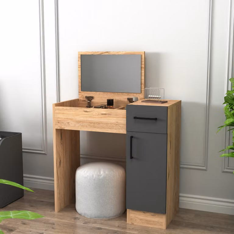 Skye Decor, Inci - Atlantic Pine, Antracite, Toeletta, Pino Atlantico, 100% PANNELLI DI AGGREGATO MELAMMINICO, 77 x 37,3 x 108,8 cm
