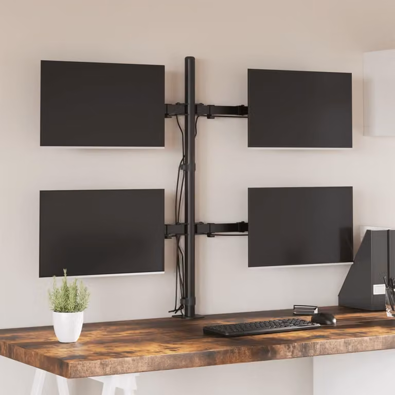 vidaXL Supporto per Monitor in Acciaio Nero VESA 75x75 mm