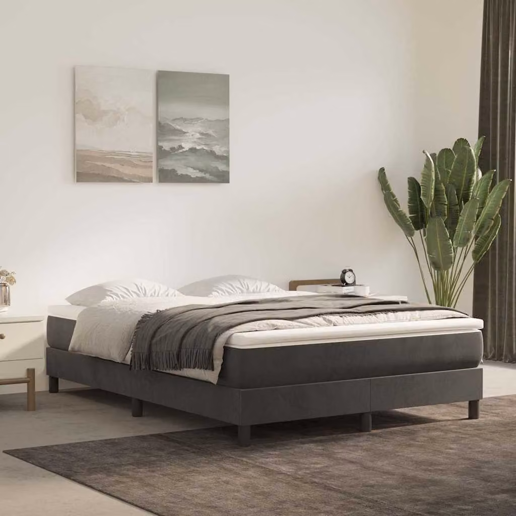 Materasso Ibrido vidaXL in Velluto Grigio e Bianco con Rivestimento Rimovibile L: 140 cm, P: 190 cm, H: 20 cm