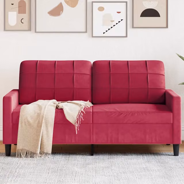 Divano a 2 Posti-Sofa 2 Posti Rosso Vino 140 cm in Velluto 315938
