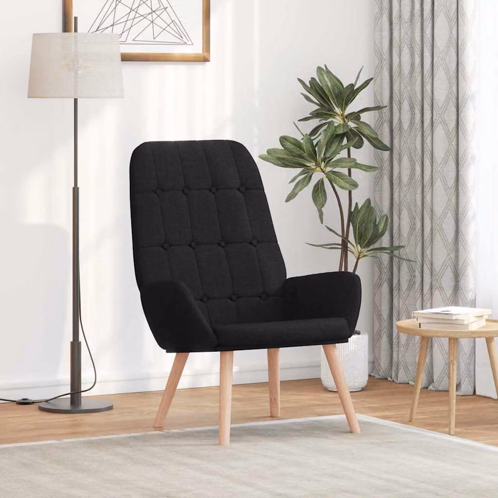 Sedia Relax vidaXL Nera in Tessuto con Braccioli e Imbottitura in Schiuma