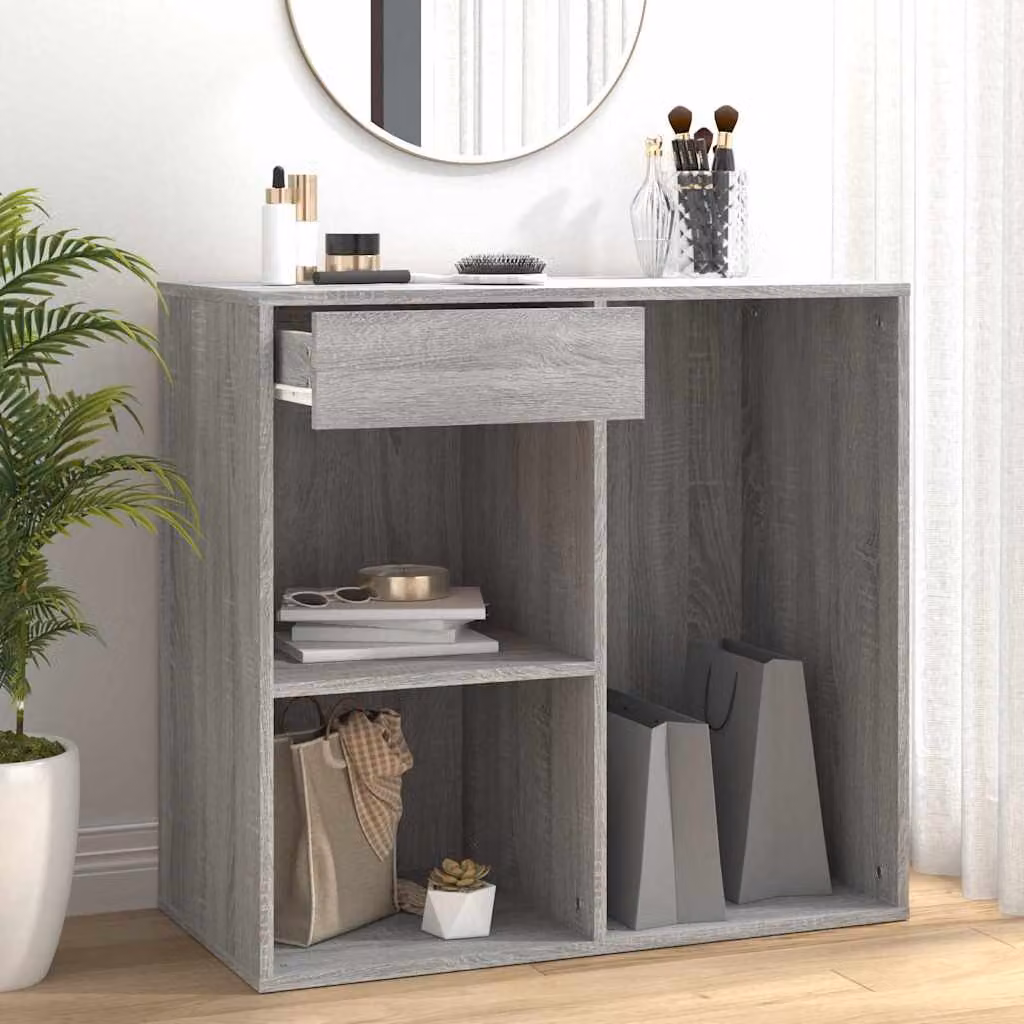 Armadietto Cosmetici da Parete vidaXL Grigio Moderno con Ripiani e Ante in Legno MDF L 80 cm, P 40 cm, H 75 cm