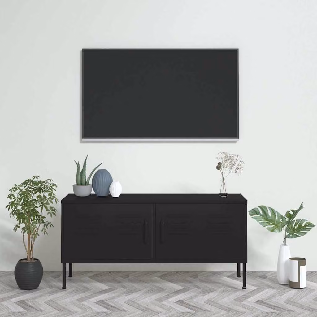 Mobile TV vidaXL Nero in Metallo L: 105 cm, P: 35 cm, H: 50 cm – 1