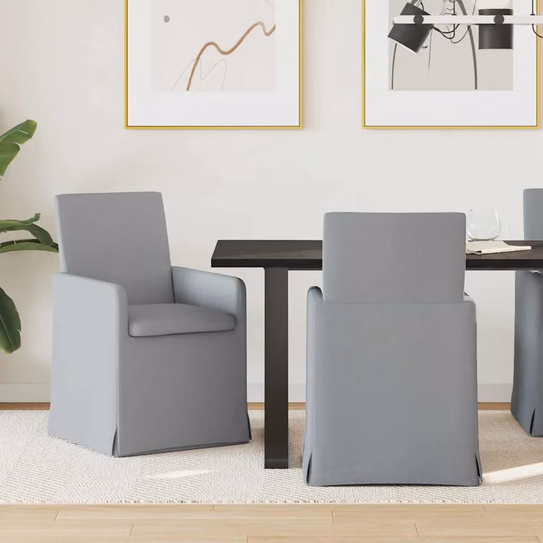 Set di 2 sedie da pranzo vidaXL in tessuto grigio, stile moderno per cucina e sala da pranzo, L: 57 cm, P: 68 cm, H: 94 cm
