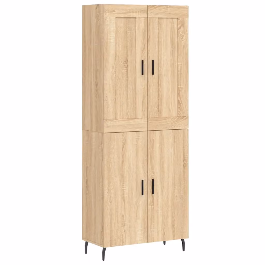 Credenza moderna vidaXL in legno e metallo color rovere, L: 69,5 cm, P: 34 cm, H: 180 cm – 2
