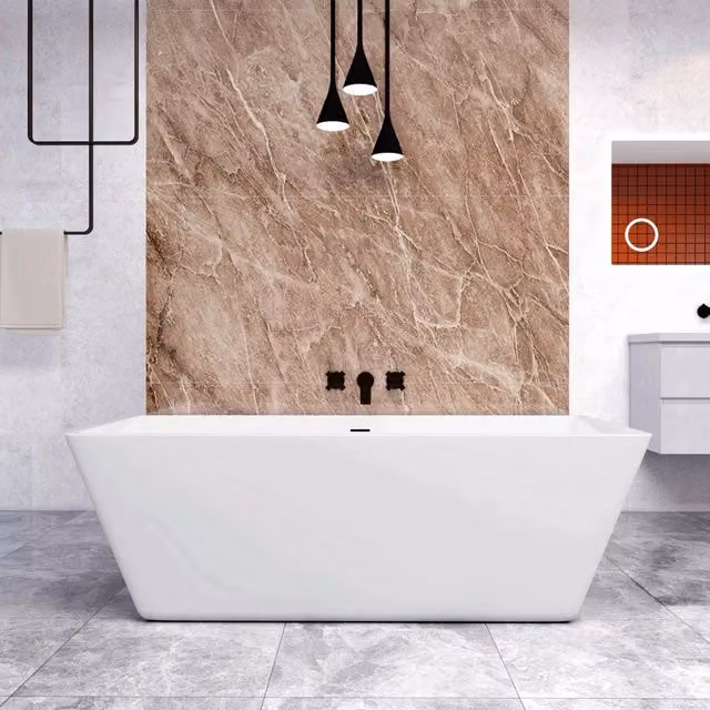 Vasca da Bagno a Isola 150x72x56 cm Vasca da Bagno Freestanding in Acrilico Bianco Rettangolare