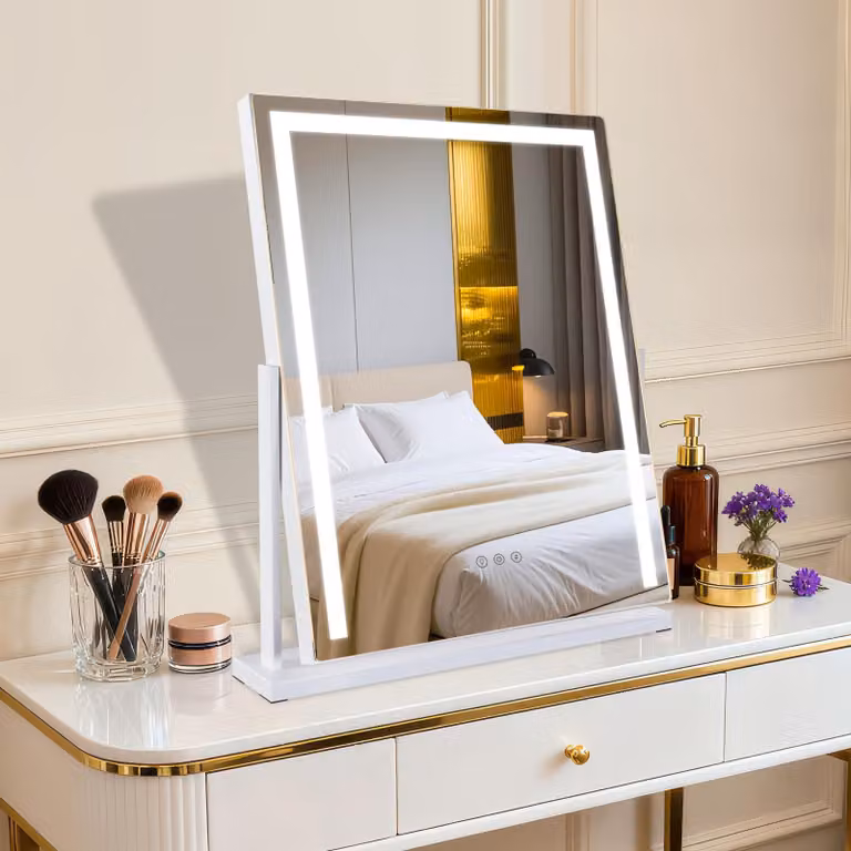 Specchio da trucco con illuminazione a LED, dimensioni 58x52 cm, 3 temperature di colore, controllo touch