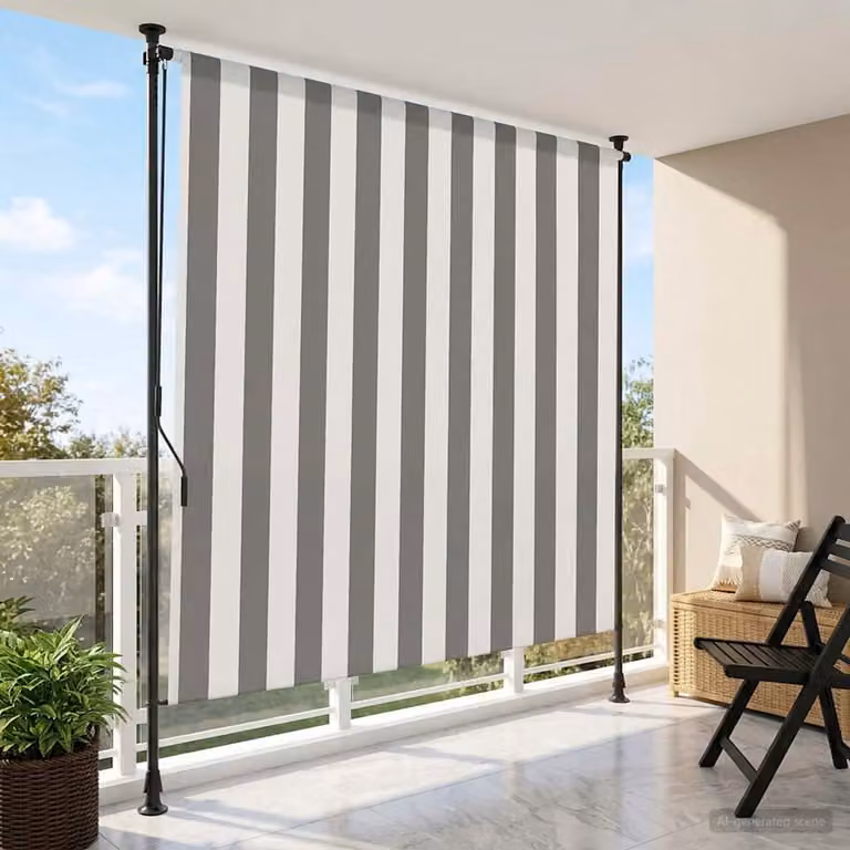 vidaXL Tenda a Rullo Esterna in Poliestere e Alluminio, Colore Antracite e Bianco, L 100 cm x H 275 cm