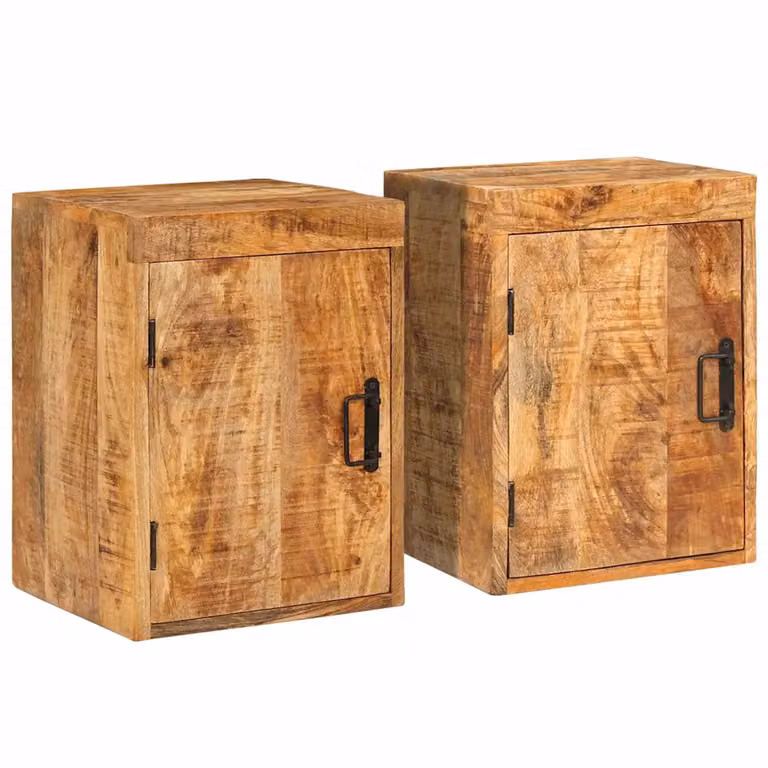 Set di 2 comodini vidaXL in legno di mango massello marrone stile rustico L/P/H: 35 x 33 x 48 cm