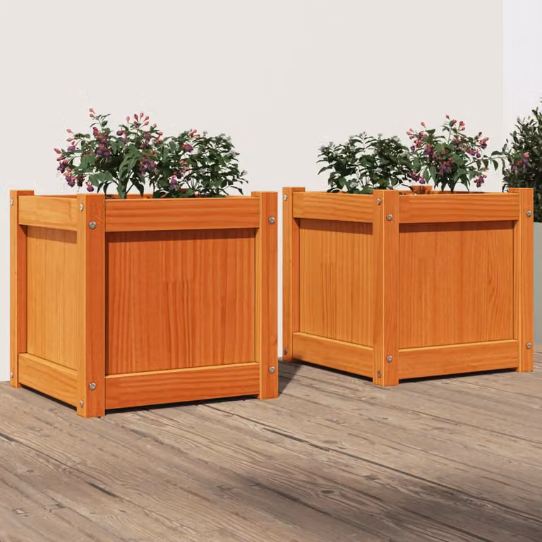 Set di 2 fioriere da giardino vidaXL in legno di pino massello marrone