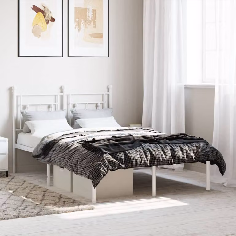 vidaXL Giroletto con Testiera in Metallo Bianco L: 120 cm, P: 200 cm