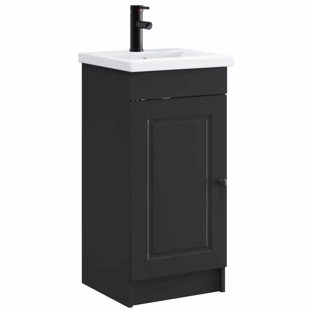 Mobile da bagno moderno vidaXL con lavabo nero opaco L: 42 cm, P: 40 cm, H: 84,5 cm – 2