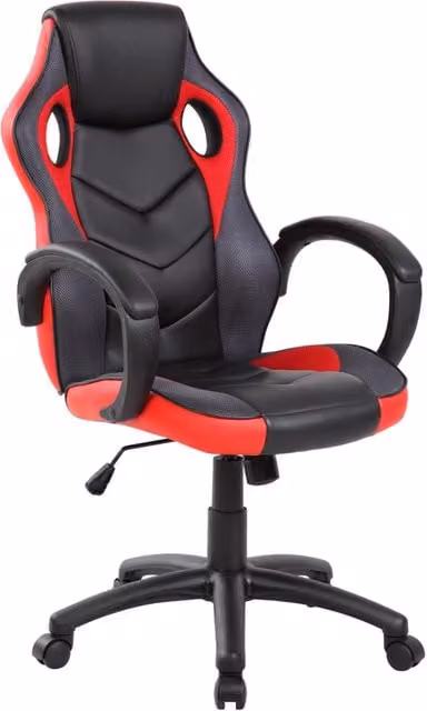 Poltrona gaming girevole Gerep Troy con braccioli e ruote, ecopelle, nera e rossa, H 116 x L 66 x P 61 cm