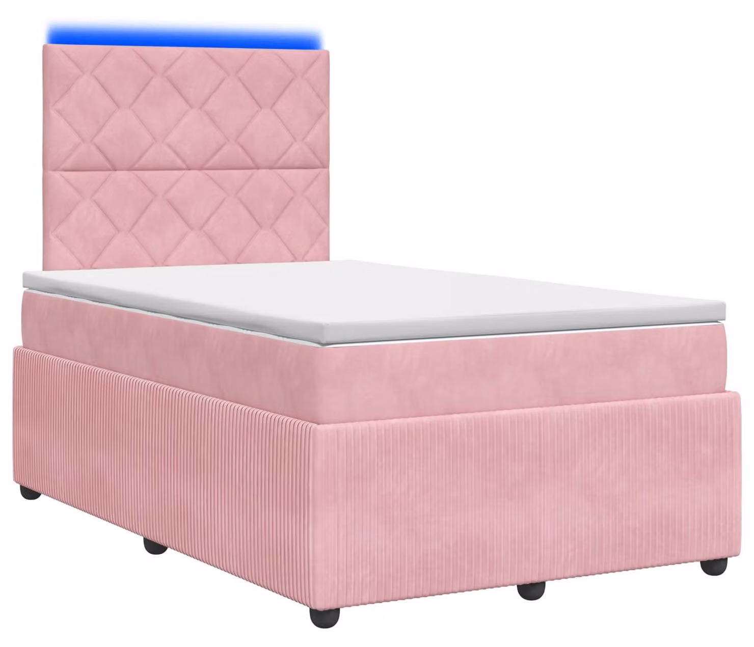 Letto boxspring a LED con materasso Rosa 120 x 190 cm in velluto