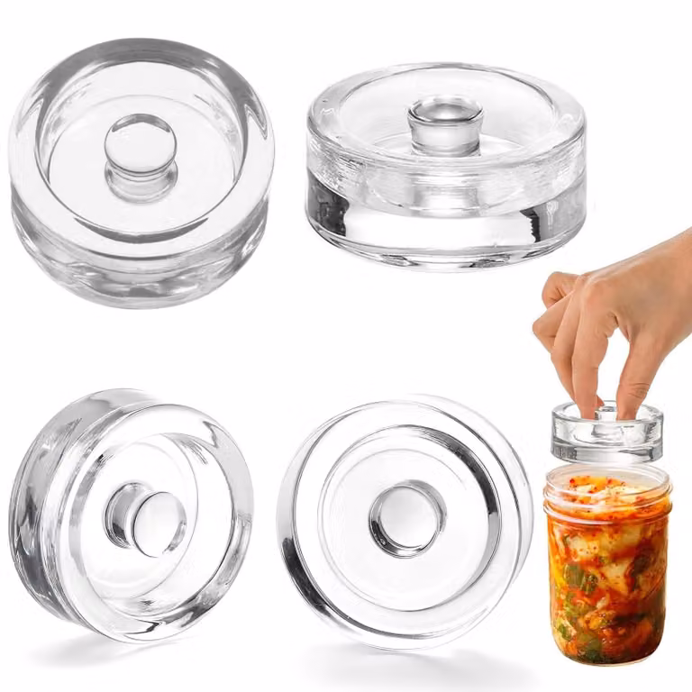 Set di 4 pesi in vetro per fermentazione, diametro 7 cm, con maniglia