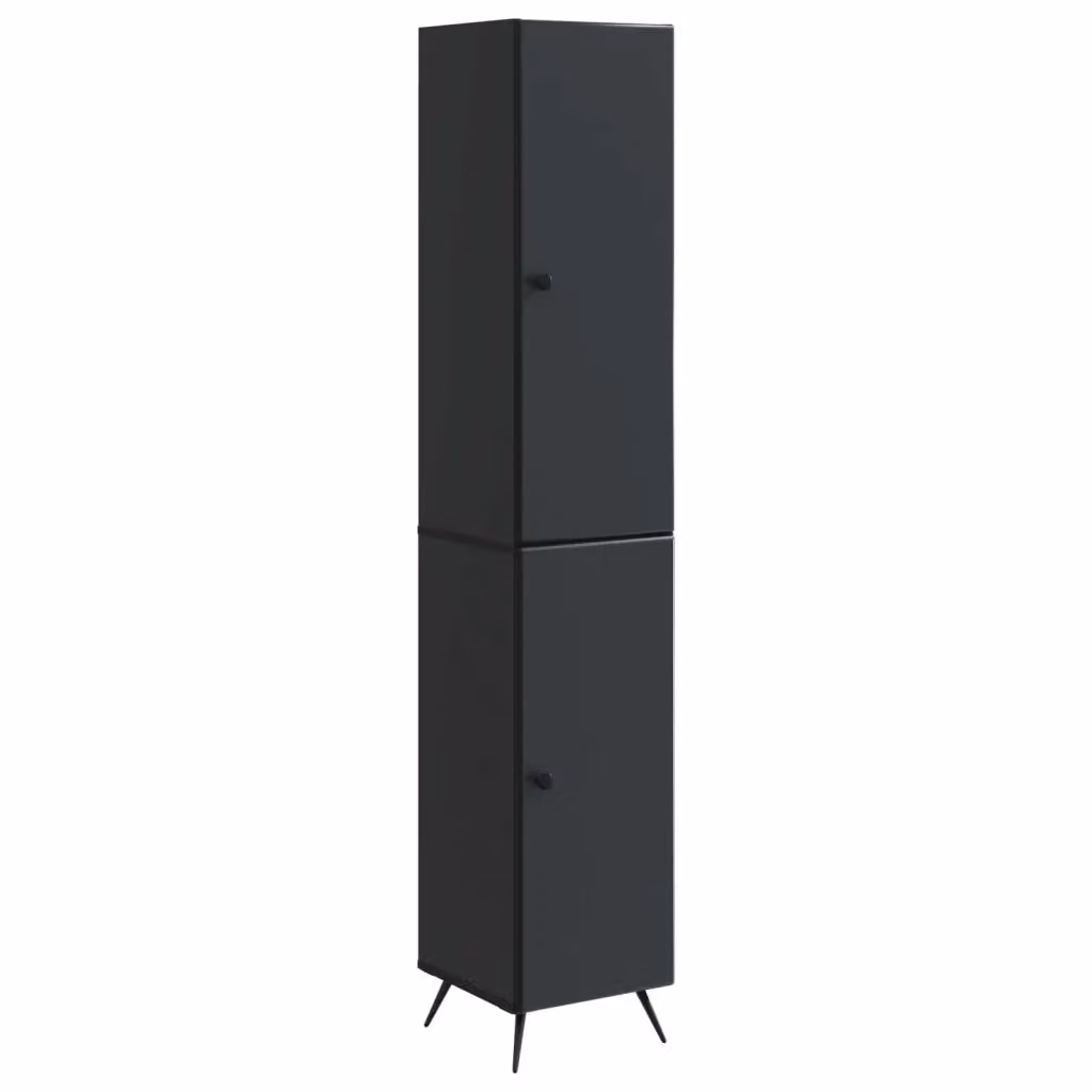 Set di 2 armadi a muro vidaXL in MDF nero opaco con ante a battente e ripiani interni per soggiorno o ufficio – 2