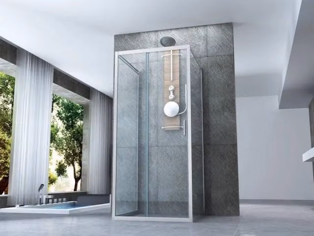 Box doccia Cristallo 6 mm - 3 lati due fissi piu' porta scorrevole Trasparente - Misura: 80 x 140 x 80 x h190 cm