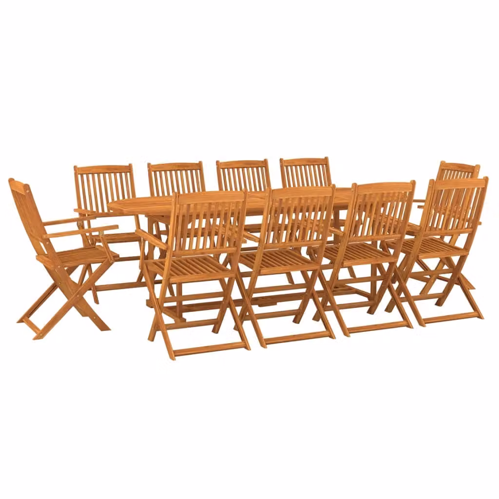 Set da Pranzo da Giardino 11 pz 220x90x75 cm Massello di Acacia