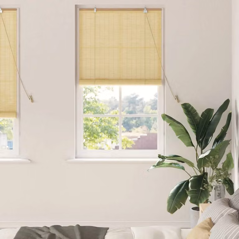 Tenda a rullo vidaXL in bambù color naturale beige e marrone, resistente ai raggi UV, L 80 cm x H 220 cm