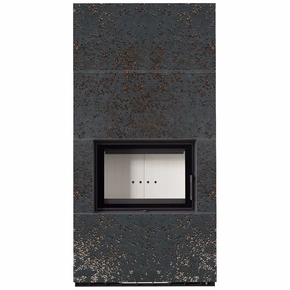 KRATKI FLOKI BOX 8 kW Ø 160 sinterizzato al quarzo OXIDE NERO kit camino