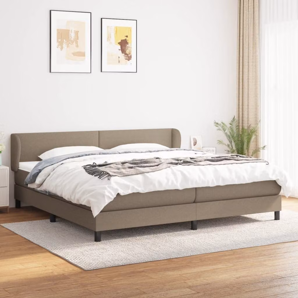 The Living Store Letto a molle con materasso Taupe 200x200 cm in tessuto