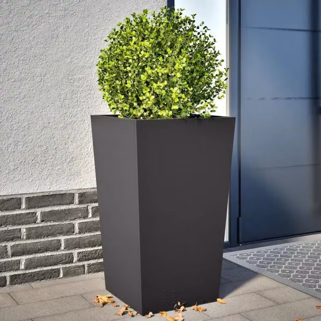 Fioriere da Giardino 2 pz Nere 45x45x75 cm in Acciaio 851095