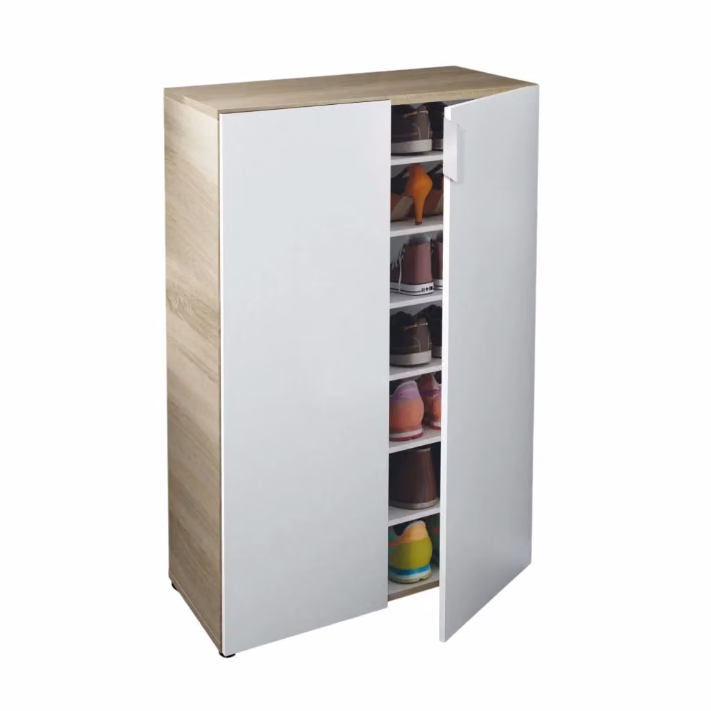 DMORA Armadio da Parete Moderno con Ripiani Interni, Colore Marrone e Bianco, L: 72 cm, H: 103 cm – 2