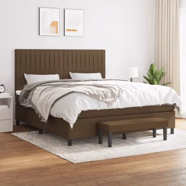 Letto Ibrido con Giroletto a Molle e Materasso vidaXL, Marrone e Bianco, L 180 x P 200 cm
