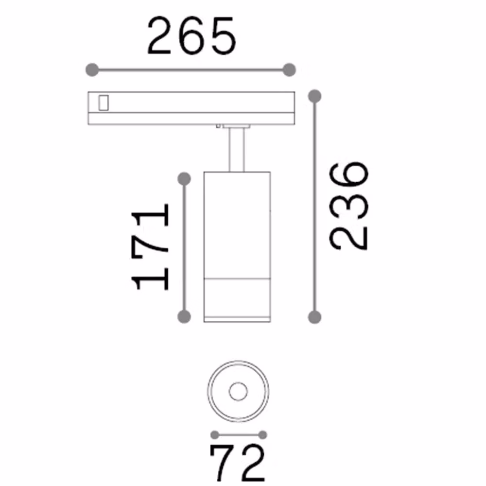 Proiettore Cilindrico Eos IDEAL LUX Nero, LED 25W, 3000K Luce Calda, Dimmerabile 1-10V, per Binario – 2