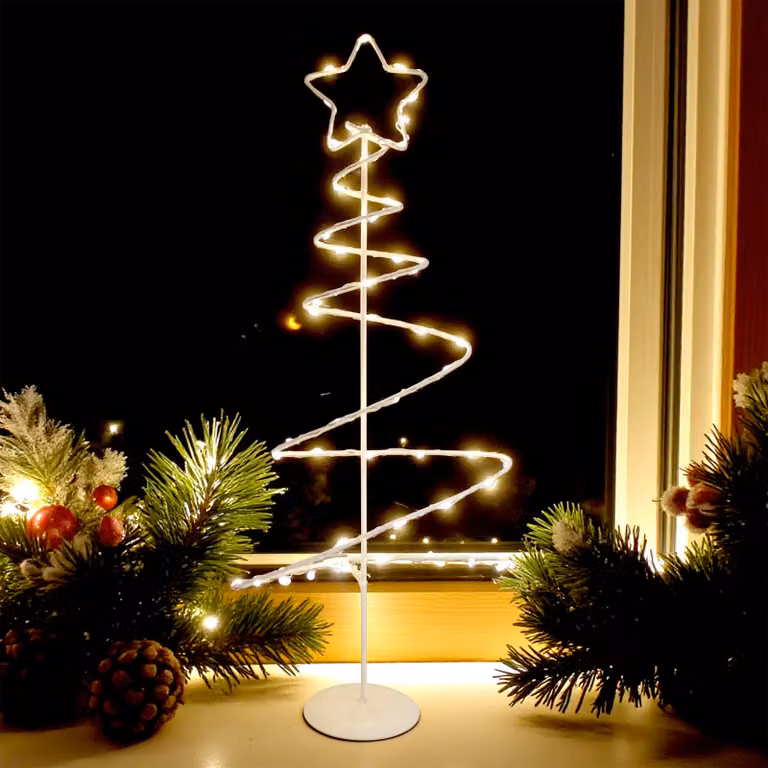 2.06 Albero decorativo a LED bianco - circa 53 cm - albero luminoso a batteria con 46 LED
