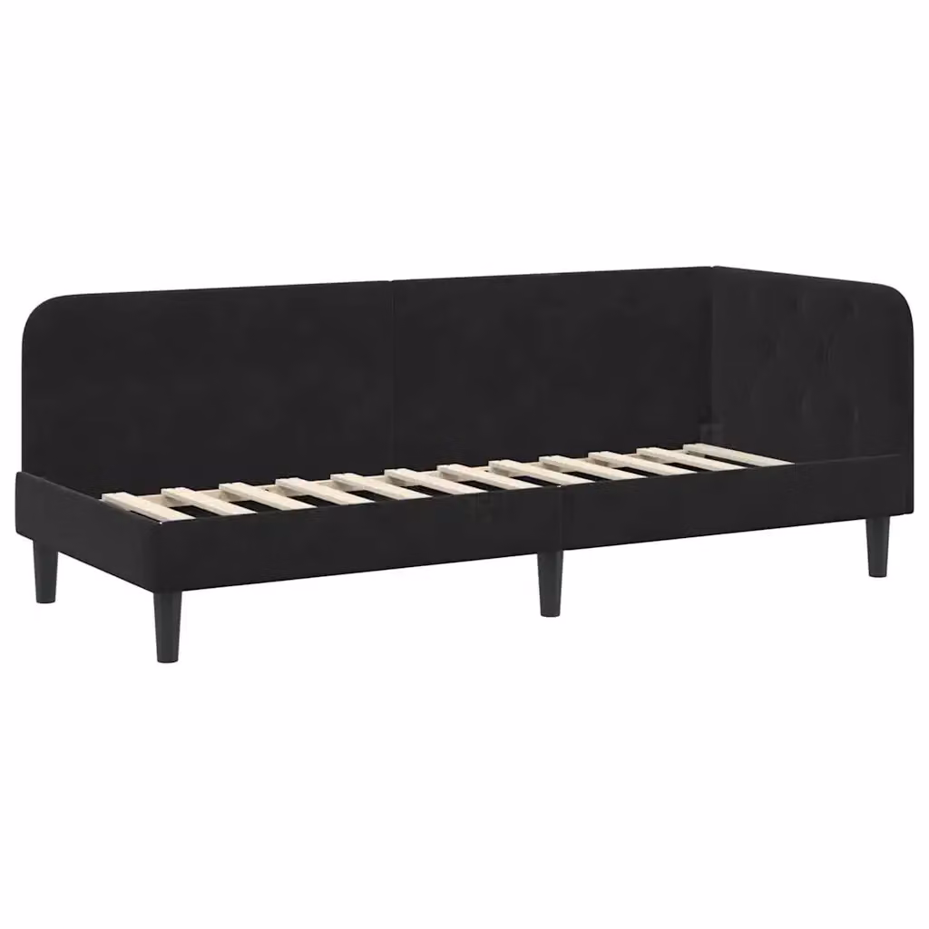 Cornice del letto ad angolo asimmetrica vidaXL in velluto nero, L: 200 cm, P: 80 cm, H: 84 cm – 2