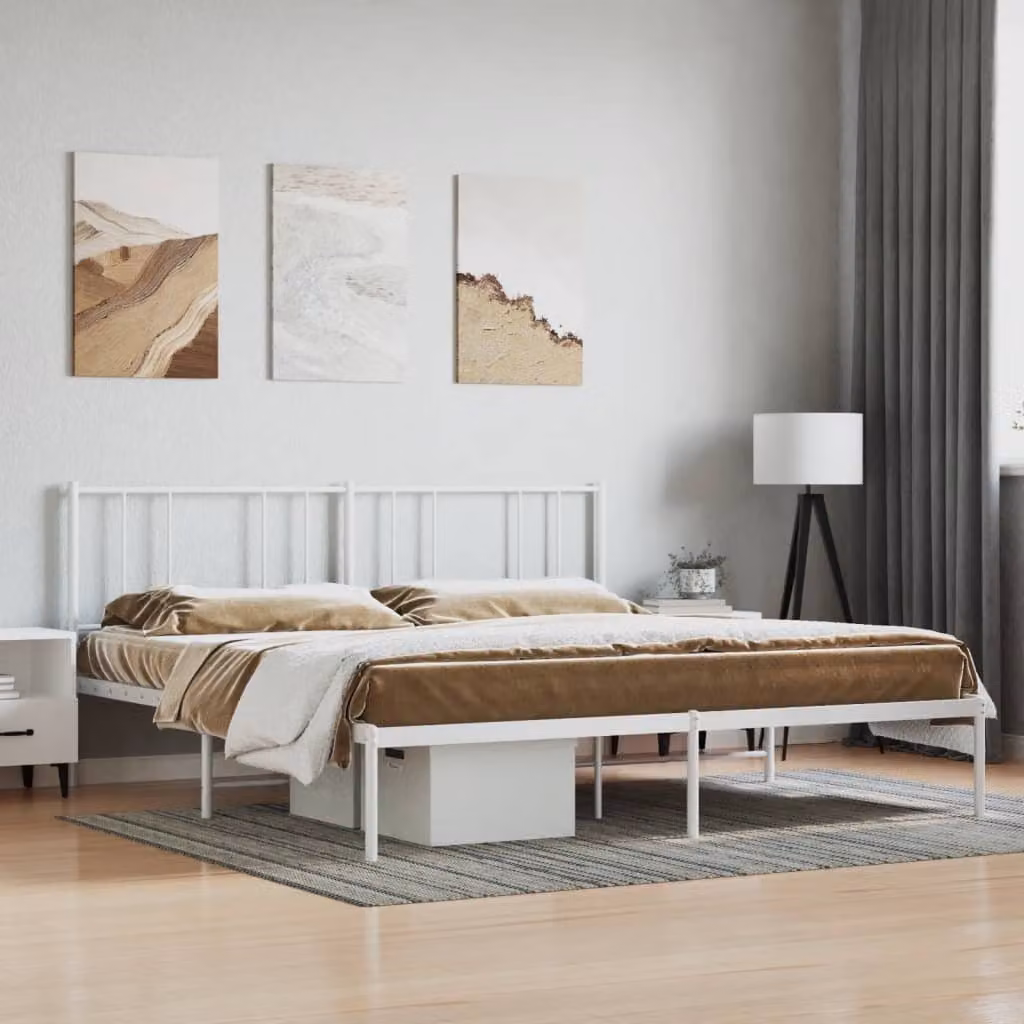The Living Store Struttura letto con testiera in metallo bianco 183x213 cm