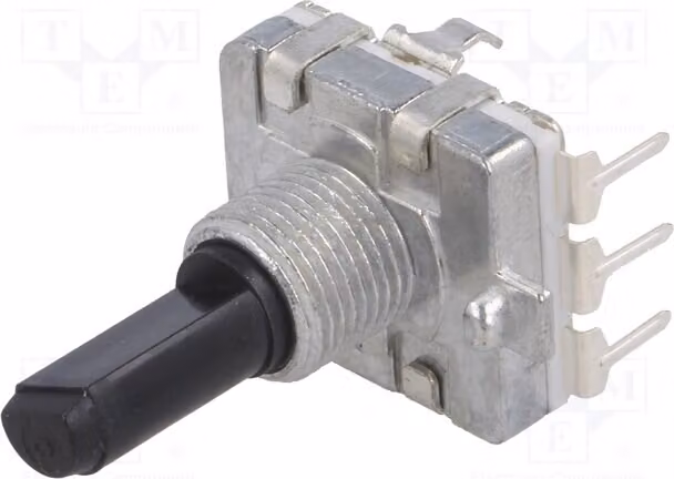 1 encoder: incrementale, 5 VDC, 24 impulsi per rotazione, montaggio a traversa (THT), 5 mA, modello EC16E20-24P24C