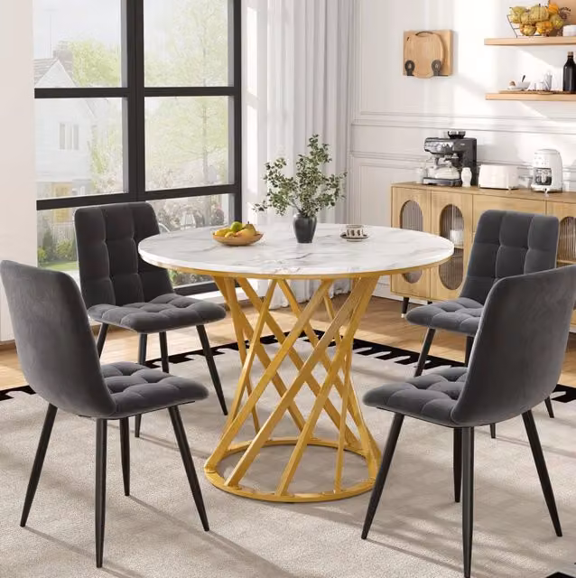 Set da pranzo 5 pezzi con tavolo rotondo e 4 sedie