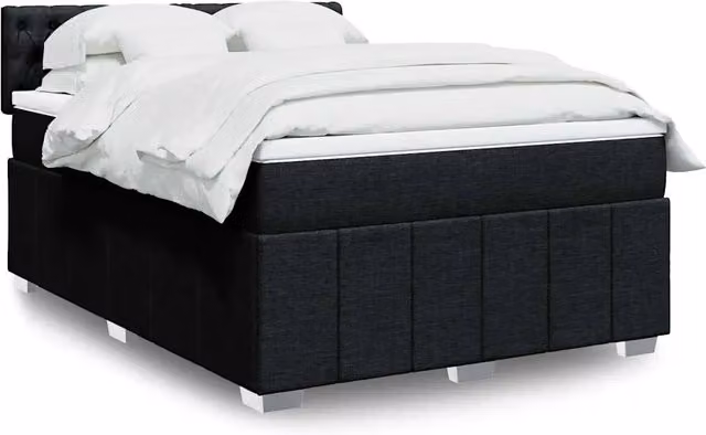 Letto Ibrido vidaXL con Giroletto a Molle e Materasso Nero in Tessuto L: 140 cm, P: 200 cm – 1
