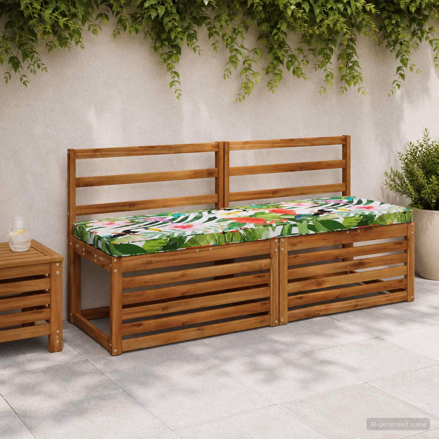Set di 2 cuscini per panchina vidaXL VUGHT multicolore in poliestere con rivestimento rimovibile e resistente ai raggi UV