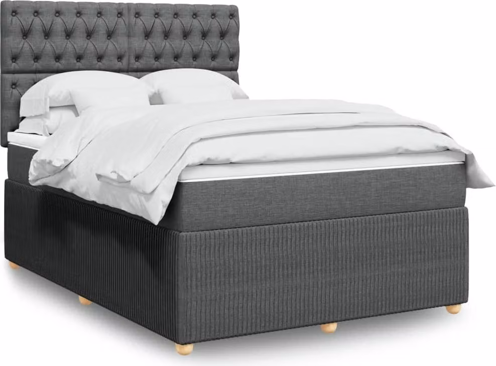 Maison Exclusive - Giroletto a Molle con Materasso Grigio Scuro 140x190 cm Tessuto